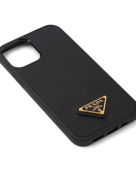 prada iphone 12 case|Black Saffiano cover for iPhone 12 and 12 Pro .